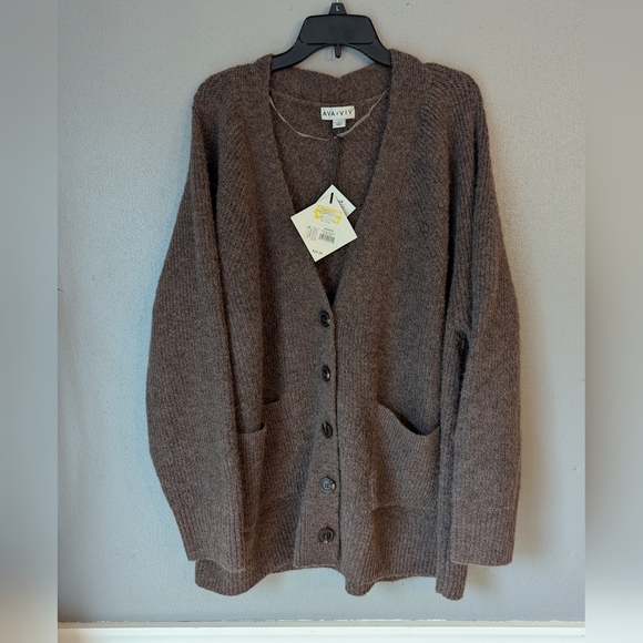 Ava & Viv Sweaters - Ava & Viv Earthy Brown Cardigan Sweater Boho 2x
